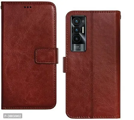 Coverblack Grip Case Artificial Leather,Rubber Flip Cover For Tecno Pova 5GExecutive Brown-thumb0