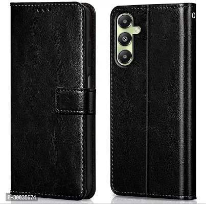 Coverblack Matte Finish Artificial Leather,Silicon Flip Cover For Samsung A05SSma057FVintage Starry Black-thumb0