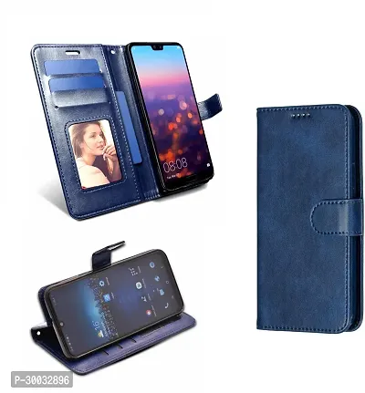 Coverblack Magnetic Case Artificial Leather Flip Cover For Infinix Hot 12Navy Blue-thumb0