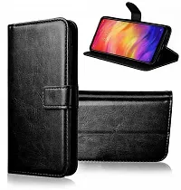 Coverblack Dual Protection Artificial Leather,Rubber Flip Cover For Spark Go 2024 ,Tecno Pop8Gravity Black-thumb1