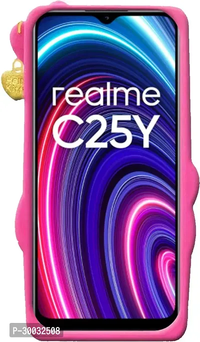 Coverblack Grip Case Rubber,Silicon Back Cover For Realme C25Y , C21Y Pink-thumb2