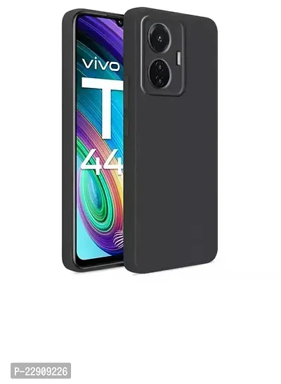 Vivo T1 44W Ultra Slim Soft Rubberised Back Cover Matte Silicone Flexible Camera Protection Back Case - Black