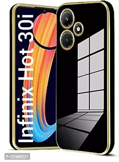 Back Cover Infinix Hot 30i Gold Electroplating Chrome Raised Edges Super Soft-Touch Glossy Case for Infinix Hot 30i- Black