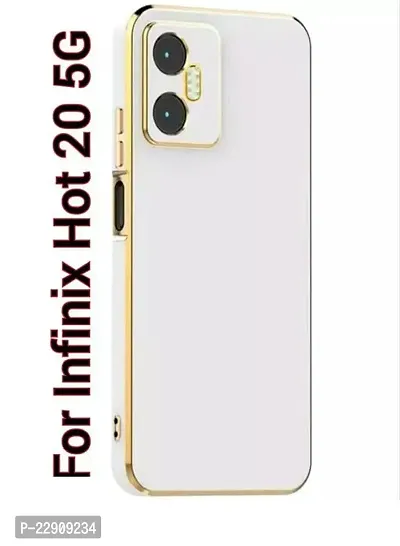 Back Cover For Infinix Hot 20 5G Gold Electroplating Chrome Raised Edges Super Soft-Touch Glossy Case for Infinix Hot 20 5G - White