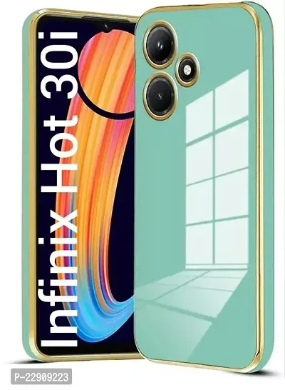 Back Cover For Infinix Hot 30i Gold Electroplating Chrome Raised Edges Super Soft-Touch Glossy Case for Infinix Hot 30i- Mint