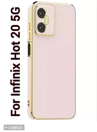 Back Cover For Infinix Hot 20 5G Gold Electroplating Chrome Raised Edges Super Soft-Touch Glossy Case for Infinix Hot 20 5G - Pink