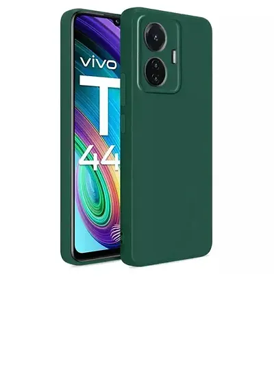 RRTBZ Soft Silicone Slim Matte Liquid TPU Back Cover Case Compatible for iQOO Z6 Pro 5G / Vivo T1 Pro with Type C to 3.5 mm Jack Audio Connector and Screen Guard -Green