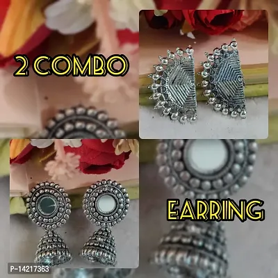 combo oxidised small studs earring for girls and womens-thumb0