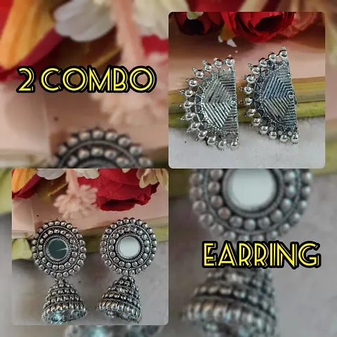 combo oxidised studs earring for girls and womens