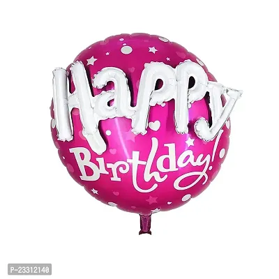 3D Happy Birthday Printed On Pink Round Shape Foil Balloon For Party Decoration Birthday Decoration Kids Decoration Happy Bithday Pink 3D Pack Of 1
