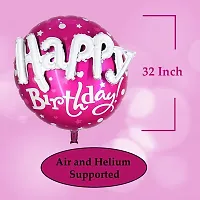 3D Happy Birthday Printed On Pink Round Shape Foil Balloon For Party Decoration Birthday Decoration Kids Decoration Happy Bithday Pink 3D Pack Of 1-thumb2