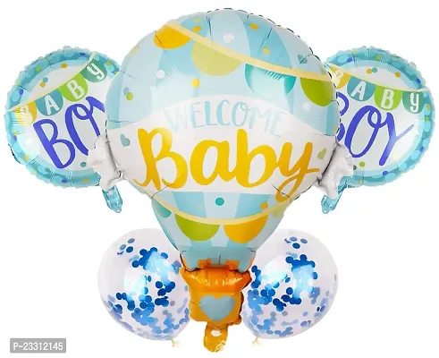 Welcome Baby Boy Decoration Foil Balloon Baby Shower Decoration Material Set Combo 1St Birthday Decoration Newborn Baby Party Baby Shower Party For Boys Blue