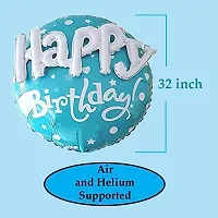 3D Happy Birthday Printed On Blue Round Shape Foil Balloon For Party Decoration Birthday Decoration Kids Decoration Happy Bithday Blue 3D Pack Of 1-thumb1