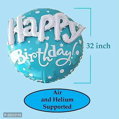 3D Happy Birthday Printed On Blue Round Shape Foil Balloon For Party Decoration Birthday Decoration Kids Decoration Happy Bithday Blue 3D Pack Of 1-thumb2