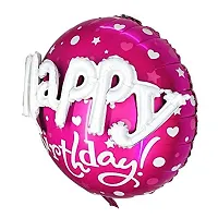 3D Happy Birthday Printed On Pink Round Shape Foil Balloon For Party Decoration Birthday Decoration Kids Decoration Happy Bithday Pink 3D Pack Of 1-thumb1