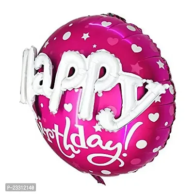 3D Happy Birthday Printed On Pink Round Shape Foil Balloon For Party Decoration Birthday Decoration Kids Decoration Happy Bithday Pink 3D Pack Of 1-thumb2