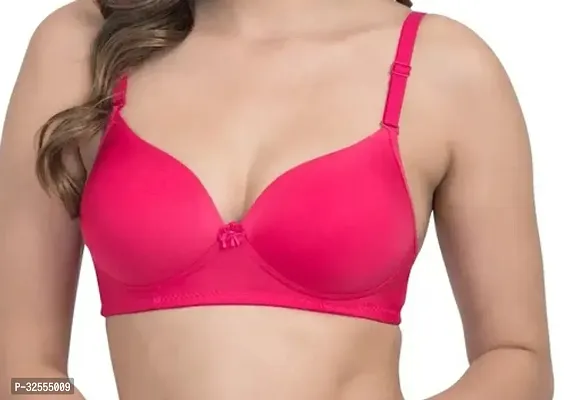 Stylish Pink Hosiery Solid Bra For Women-thumb0