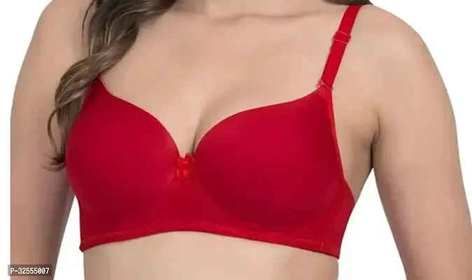 Stylish Red Hosiery Solid Bra For Women