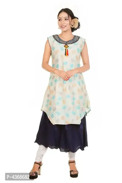 Rayon cotton  festive, Sleeveless KURTI 4011 BLUE