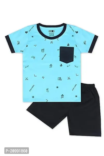Fabulous Multicoloured Cotton Printed T-Shirts with Shorts For Baby Boys