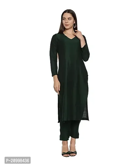 A-Line Black Solid Cotton Kurta-thumb0