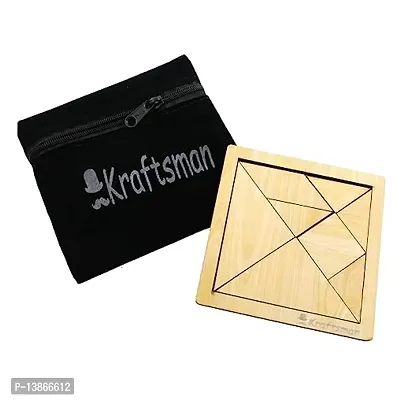 Stylish Fancy Wood Wooden Puzzle Portable For Kids And Adults - Travel Pouch Included - Make In India (Tangram Puzzle)