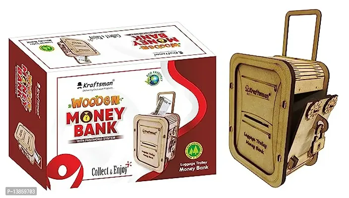 Stylish Fancy Wooden Money Banks For Kids And Adults (Trolley Bag Style)