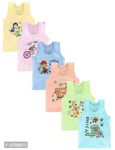 Kids vest Pure Cotton Coloured Printed Innerwear (pack of_6)-thumb0