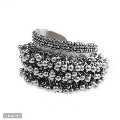 Beautiful Silver Ghungroo Cuff Kada Designer Kada Bangle Bracelet For Women And Girls-thumb0