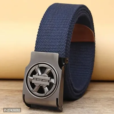 Stylish Blue Canvas Solid Belt For Men-thumb0