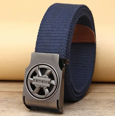 Stylish Blue Canvas Solid Belt For Men