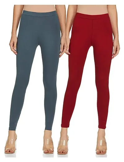 Stylish Cotton Solid Leggings For Women Pack Of 2