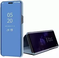 MARSHLAND Luxury Clear View Standing Mirror Kickstand Design Stylish flip Cover Compatible for Redmi Poco M3(Blue)-thumb2