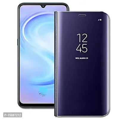 MARSHLAND Luxury Clear View Standing Mirror Kickstand Design Stylish Flip Cover Compatible for Vivo Y85 (Purple)