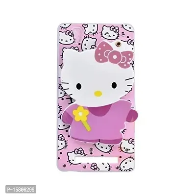 Marshland Stylish Diamond Stones and Soft Silicon Rubber Girls Favourite 3D Cartoon Hello with Makeup Mirror Back Cover Compatible for Gionee F103