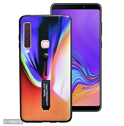 MARSHLAND Latest Smooth Touch Thumb Grip with Kickstand Printed Back Cover Compatible for Samsung Galaxy A9 2018 (Multi-Color)