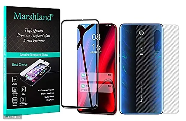 Marshland 6D Screen Protector Full Glue Black Anti Scratch Anti Fingerprint Bubble Free Tempered Glass with Carbon Back Screen Guard Compatible for Redmi K20 / K20 Pro-thumb0