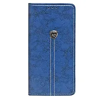 MARSHLAND Leather Inner Soft Silicon Kick Stand Wallet Flip Cover Compatible for Realme X50 (Blue)-thumb3