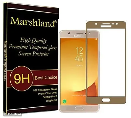 MARSHLAND Full Glue Screen Protector Anti Scratch Bubble Free Edge to Edge Tempered Glass for Samsung Galaxy j7 Duo (Gold)-thumb0