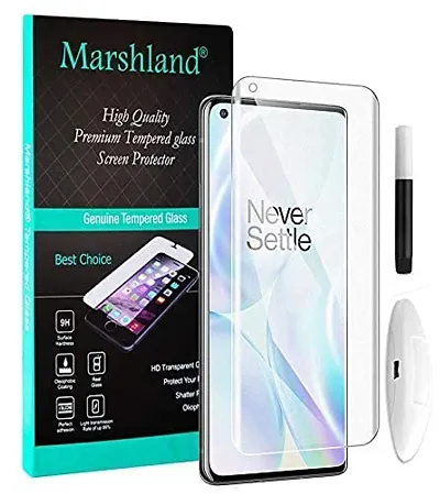 MARSHLAND 3D Screen Protector Advanced Border Less UV Tempered Glass Screen Protector Compatible for Oneplus 8/1+8/One Plus 8 (Transparent)