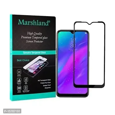 MARSHLAND 6D Full Glue Screen Protector Anti Scratch Crystal Clear Bubble Free Smooth Tempered Glass Compatible for Realme 5 pro (Black)