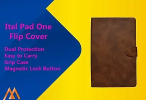 MARSHLAND Flip Cover for Itel PAD ONE 10.1 inch Premium Look Front  Back Protection Light Brown Magnetic Case-thumb1