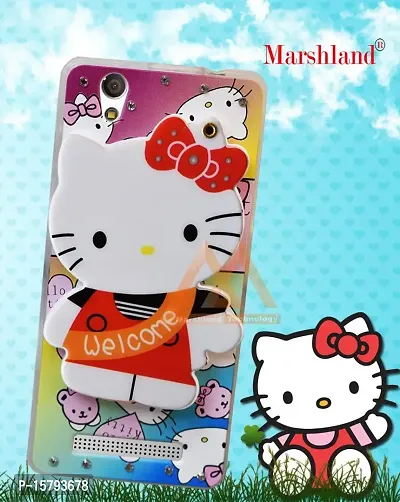 Marshland 3D Cute Hello Kitty with Stylish Diamond Stones and Creative Soft Silicon Rubber with Girls Makeup Mirror Back Cover Compatible for Gionee F103 (Multicolor)-thumb3