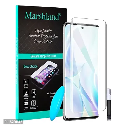 MARSHLAND Full Glue Advanced Border Less Edge to Edge UV Tempered Glass Compatible for Vivo X60 Pro/Vivo X60 Pro Plus (Transparent)-thumb0