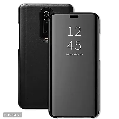 Marshland Luxury Clear View Standing Mirror Kickstand Design Stylish Flip Cover Compatible for Redmi K20 / Redmi K20 Pro (Black)