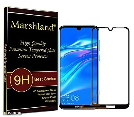 MARSHLAND Screen Protector 9H Full Glue Anti Scratch Oleo Phobic Coating Bubble Free Tempered Glass Compatible for Huawei Y7 Prime 2019 (Black)-thumb0