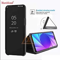 Marshland Luxury Clear View Mirror Case Kickstand Design Stylish Flip Cover Compatible for Vivo Y95 (Black)-thumb3