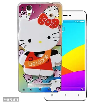 Marshland 3D Cute Hello Kitty with Stylish Diamond Stones and Creative Soft Silicon Rubber with Girls Makeup Mirror Back Cover Compatible for Gionee F103 (Multicolor)-thumb0