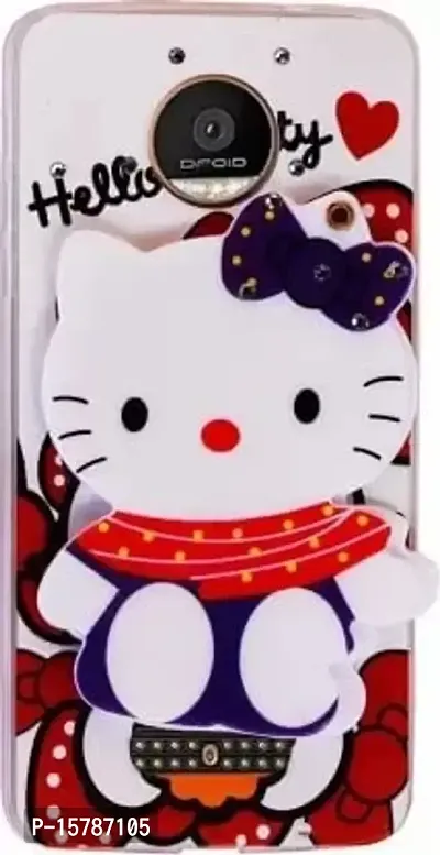 Marshland Creative 3D Cartoon Hello Kitty with Makeup Mirror Stylish Diamond Stones Soft Silicon Printed Rubber Back Cover for Moto Z Force