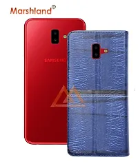 Marshland Flip Cover for Samsung Galaxy J6 Plus Leather Inner Soft Silicon Case Wallet Design with Kickstand Flip (Blue)-thumb1